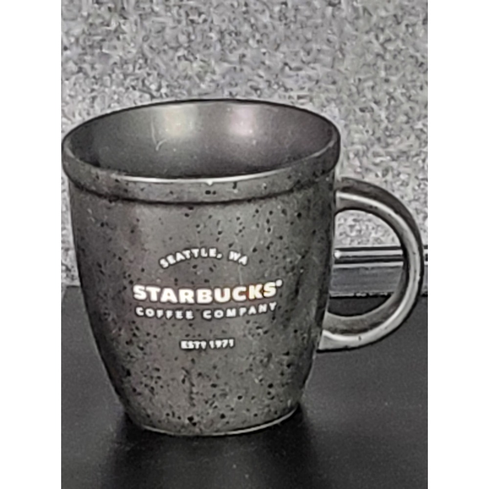 Starbucks Coffee Company Abbey Etched Seattle WA Speckled Black Mug 16 fl‎ oz